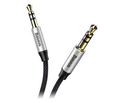 Kabel i złączka BASEUS Audio Jack 3,5 - Jack 3,5 Yiven 1,5 m czarno - srebrny CAM30-CS1